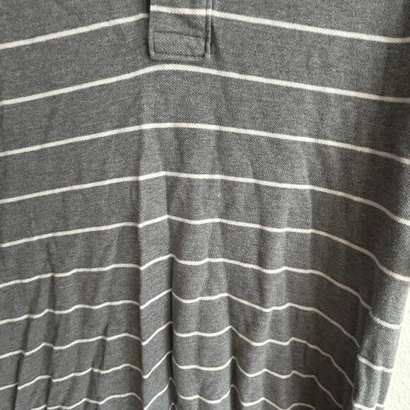 Classic Polo Striped Polo Shirt Short Sleeve Casual Gray White‎ Large - Picture 5 of 7